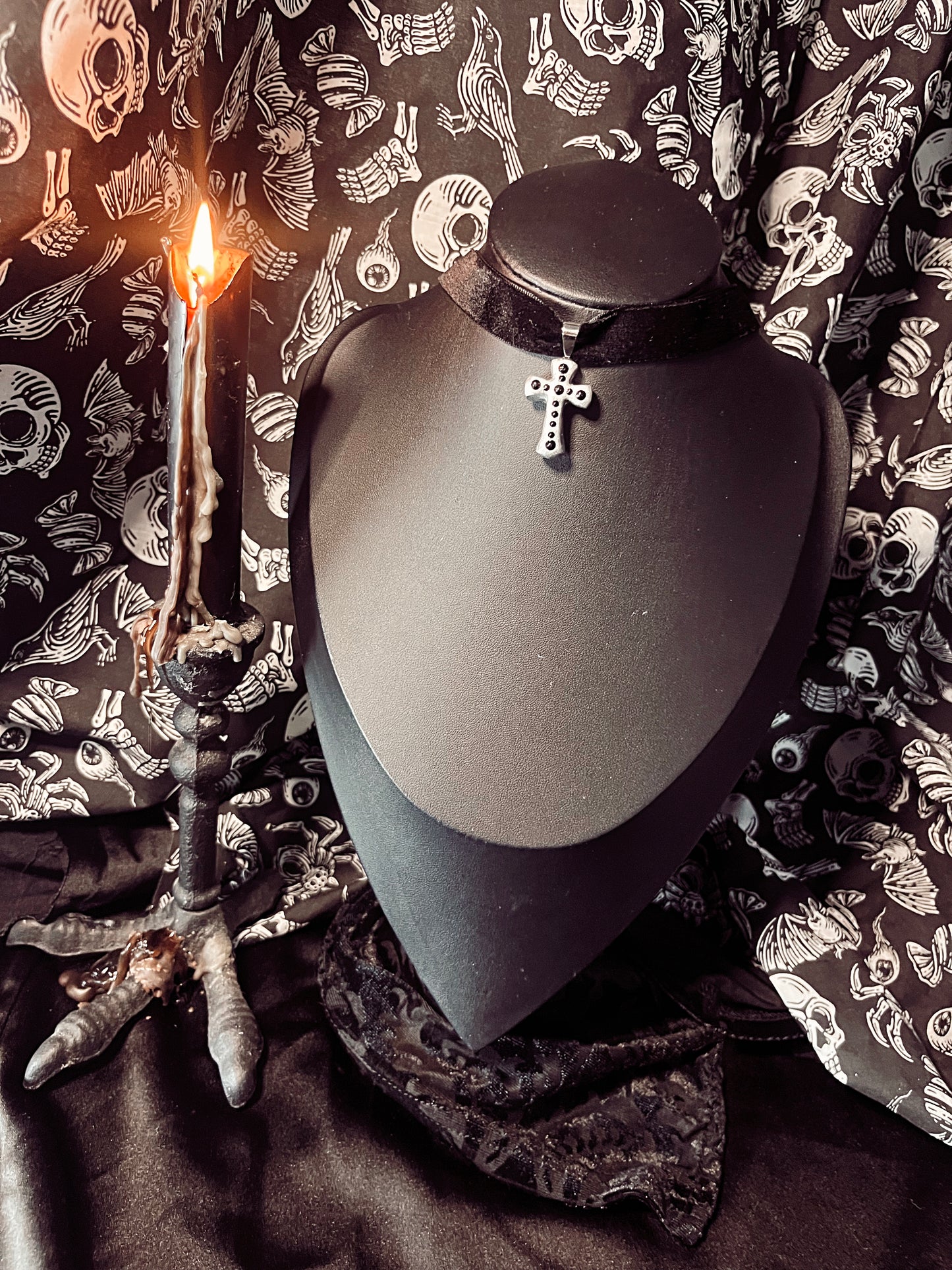 Mini Silver Cross Choker