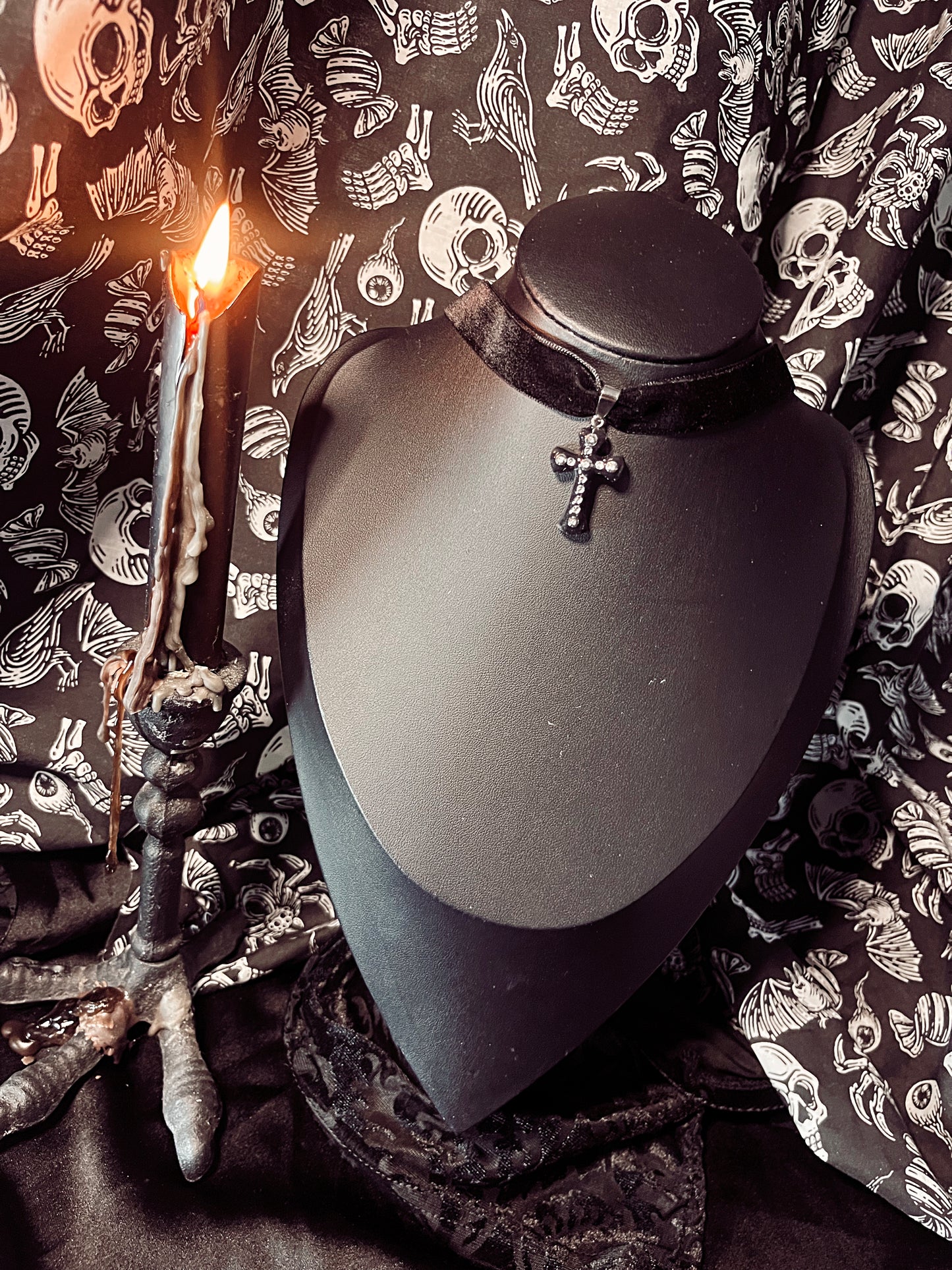 Mini Black Cross Choker