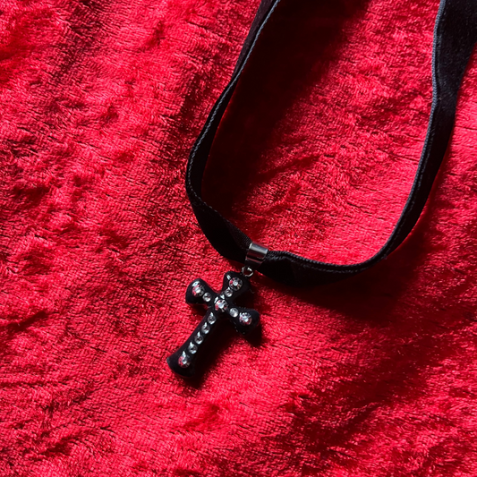 Mini Black Cross Choker