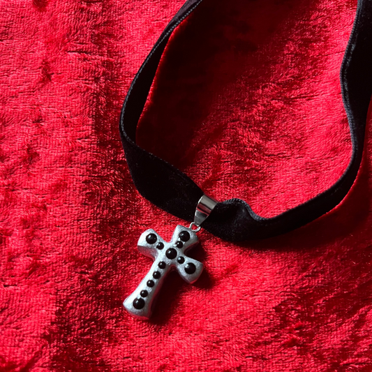 Mini Silver Cross Choker